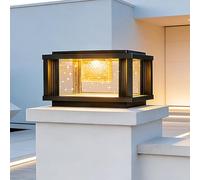 Luci solari per esterni Lampada da pilastro nera moderna per esterni Lampada da colonna solare a LED impermeabile Apparecchi di illuminazione Cancello esterno Piedistallo in mattoni Illuminazione a