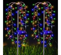 Luci solari per fuochi d'artificio, confezione da 2 luci LED colorate da giardino con scintillante, 2 modalità di illuminazione per paesaggi ondeggianti, impermeabili, per giardino, cortile, feste