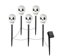 Luci solari per Halloween, 5 pezzi, impermeabili, spaventose luminose | Lampada solare a forma di scheletro per il Ringraziamento, casa infestata, tomba, marciapiede, prato, sentiero, balcone