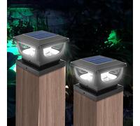 Luci Solari per pali da Esterno,luci solari per Impermeabili IP65 per pali in legno da 3x3 4x4 pollici,LED Lampioni da Giardino Esterno Luci Postali Solari per patio,giardino,cortile-2 Pezzi