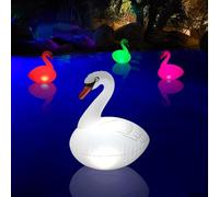 Luci solari ricaricabili gonfiabili a forma di cigno - Decorazione galleggiante a LED impermeabile con bagliore che cambia colore, per cortile, spa, patio, festa di nozze (1 pezzo)