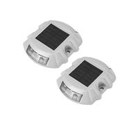 Luci solari riutilizzabili per strada, 2 pezzi, 6 luci a LED, luci di avvertimento bianche per giardino, prato, percorso, ponte (2 pezzi)