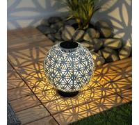 Luci solari sferiche per esterno lampada solare palla orientale LED palle da giardino solari, ottica cemento in effetto luce bianca, 1x LED bianco caldo, DxH 20x21 cm