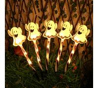 Luci solari spaventose per Halloween - fantasmi e zucche con 8 modalità di illuminazione, luci da percorso impermeabili per giardini, vialetti, patio e cortili