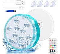 Luci Sommergibili per Piscina Ricaricabili Con Telecomando, Calamita Impermeabili, Illuminazione Subacquea Fuori Terra per Vasca Idromassaggio, Festa - 1 Pc