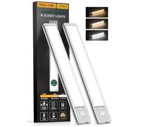 Luci sotto il mobile, 76 luci LED con sensore di movimento interno, 1500 mAh USB ricaricabili luci dell'armadio, confezione da 2 luci magnetiche regolabili per armadio, luci wireless