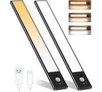 Luci sotto il mobile, luci con sensore di movimento per interni, illuminazione ricaricabile sotto il bancone, luci magnetiche senza fili per armadio, 3 temperature di colore, luci