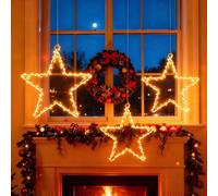 Luci Stella per Finestra con Confezione 3 20 Luci Stella Natale LED,Batteria,con Timer,Impermeabili,Stelle Luminose,Colore Bianco Caldo,per Illuminazione Finestra,Decorazione Natalizia Appendere