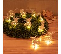 Luci - Stringa 10 Led Renna Ip20 Bianco Caldo A Batteria Con Timer