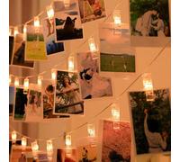 Luci stringa a clip per foto a LED di colore bianco caldo con scatola batteria per appendere alle pareti, ideale per feste di festival e decorazione romantica della stanza Modello a batteria da 1,5 m