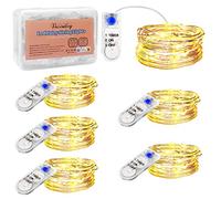 Luci Stringa Led a Batteria con Timer, 12 Pezzi 2m 20 LEDs Micro Luci Stringa Ghirlanda Luminosa Lucine Catena Luminosa Natale per Casa Interni Feste Matrimonio Fai da te(Bianco Caldo) (6 Pezzi)