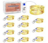 Luci Stringa Led a Batteria con Timer, 12 Pezzi 2m 20 LEDs Micro Luci Stringa Ghirlanda Luminosa Lucine Catena Luminosa Natale per Casa Interni Feste Matrimonio Fai da te(Bianco Caldo) (12 Pezzi)
