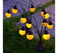 Luci zucca ad energia solare 4 pezzi per decorazione paesaggio cortile Halloween