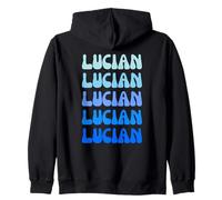 Lucian Retro Name Stack Design Felpa con Cappuccio