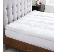 Lucid Coprimaterasso trapuntato in percalle di cotone morbido e traspirante, imbottitura alternativa alla piuma ultra soffice, 7,6 cm, ipoallergenico, lavabile in lavatrice, king size, bianco