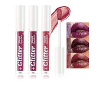 Lucidalabbra glitterato 3 colori, set di rossetti liquidi per labbra, lucentezza sciroppata, durevole, idratante, alta lucentezza, set per labbra