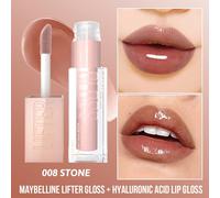 Lucidalabbra Maybelline Lifter Gloss + Acido Ialuronico, 008 STONE, effetto lucido volumizzante, migliora la pienezza, lunga durata della brillantezza, idratazione duratura, effetto labbra rimpolpate,