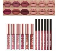Lucidalabbra Set Trucchi, MKNZOME 12 Colori Matte Lip Gloss Rossetto Lunga Durata Make Up Tinta Labbra Rossetto Liquido Impermeabile Professionale Kit Regalo Trucchi Donna (12 pezzi)