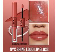 Lucidalabbra Shine Loud, 03 Ambition Statement, rossetto liquido a lunga durata con lucidalabbra trasparente, per labbra voluminose, aumento del volume delle labbra, definizione del contorno labbra, d