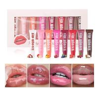 Lucidalabbra trasparente - Olio per labbra aromatizzato alla frutta 8X da 10 ml | Crema idratante per labbra, gusti fruttati assortiti, formula riparatrice a lunga durata, nutriente sana e idratante,