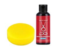 Lucidante per gioielli in argento | 50 ml di rimozione dei sui metalli con spugna | crema a lunga durata per gioielli in giada per la pulizia di anelli e catene metalliche, cura dei