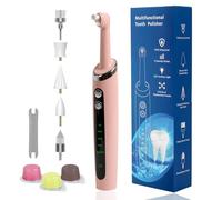 Lucidatore dentale, kit di sbiancamento dei denti ricaricabile, per la pulizia dei e lo sbiancamento, lucidatore elettrico con pasta lucidante a 3 denti, 5 modalità di velocità, luce LED-rosa