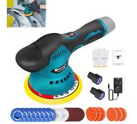 Lucidatrice a batteria da 21 V, lucidatrice eccentrica, con 2 batterie, set da 22 pezzi, lucidatrice eccentrica, 8 velocità per la cura dell'auto, lucidatura, cera, rimozione dei graffi