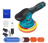 Lucidatrice a batteria per auto, 21 V, kit di 22 pezzi, lucidatrice eccentrica, lucidatrice eccentrica, 12 mm, 8 velocità variabile, per la cura dell'auto, lucidatura, ceratura, rimozione dei graffi