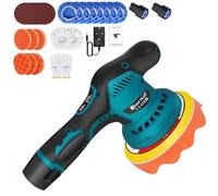Lucidatrice a batteria per auto, 21 V, kit di 22 pezzi, lucidatrice eccentrica, lucidatrice eccentrica, 12 mm, 8 velocità variabile, per la cura dell'auto, lucidatura, ceratura, rimozione dei graffi