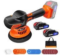 Lucidatrice a batteria per auto con 2 batterie da 21 V, 1,5 Ah, diametro 125 mm, 150 mm, 110 W, 6 velocità 2800 - 5500 RPM con cuscinetti lucidanti da 150 mm
