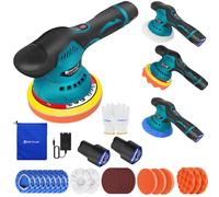 Lucidatrice a batteria, set da 22 pezzi, mini batteria da 12 V, lucidatrice eccentrica, lucidatrice con 2 batterie da 2,0 Ah, 8 velocità variabile, tampone per la cera, la cura dell'auto, la
