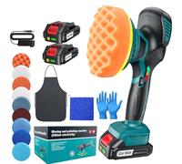 Lucidatrice Auto a Batteria 150 mm Rotorbitale Doppia Azione con 2×21V 2000mAh Batterie, Kit Lucidatura Auto 13 Pezzi, 6 Velocità Regolabili 5500RPM, per Cerare, Rimuovere Graffi e Lucidare la Vernice
