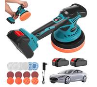 Lucidatrice Auto a Batteria 21V, Lucidatrice Rotorbitale da 480W 7200 Giri/min con 2 Batterie Spugna Lucidante da 150mm 8 Velocità Lucidatrice Angolare per Lucidatura Ceretta per Auto Moto