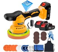 Lucidatrice Auto a Batteria da 6 Pollici con 2 Batterie, 21V Levigatrice Orbitale a Batteria a 8 Velocità e 6000 RPM, Lucidatrice Rotorbitale Auto Per la Cura dell'Auto, Lucidatura, Ceratura (Giallo)