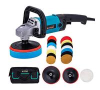 Lucidatrice Auto, KATSU 1200W 150mm 180mm Elettrico Buffer Macchina per la Ceretta con 20 Pezzi Set di Spugne per Lucidatura e Borsa Degli Attrezzi, 6 Velocità Variabili, Kit per Dettagli Auto
