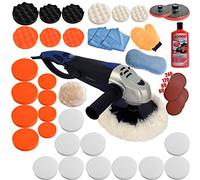 Lucidatrice da 1600 Watt, con manopola di rotazione di 180°, regolatore di velocità e cavo di 2 m, spugna di lucidatura, lucidatrice per auto con display digitale (set da 5)