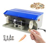 Lucidatrice e lucidatrice da banco, smerigliatrice lucidatrice a velocità variabile da 200 W con collettore di polveri, ventola di scarico e luce da lavoro, strumento per lucidare legno e metallo
