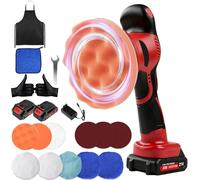 Lucidatrice eccentrica a batteria per auto, 150 mm, con 2 batterie da 1500 mAh, set di lucidatura da 13 pezzi, 8 marce, 2600-5800 giri/min, set di lucidatura per auto senza fili per grandi superfici