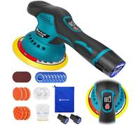 Lucidatrice eccentrica, con 2 batterie, lucidatrice a batteria, indicatore di velocità LCD, 150 mm, lucidatrice a doppia azione con 8 livelli, macchina per cera a batteria per auto