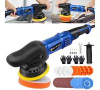 Lucidatrice eccentrica, lucidatrice auto, set da 33 pezzi, trattamento professionale auto con 6 velocità variabile, piastra lucidante da 125 mm, manico laterale rimovibile, per lucidare auto, mobili
