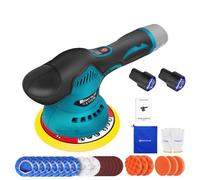 Lucidatrice Elettrica per Auto, 300W Lucidatrice Rotorbitale a Batteria, 8 velocità Variabili, con Base 125mm-150mm, per Auto,Lucidatura di Pavimenti e cera, 2 x 2.0Ah Batterie, 22 Accessori