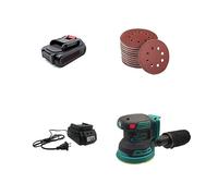 Lucidatrice, Levigatrice elettrica senza spazzole da 125 mm Levigatrice for legno orbitale casuale Levigatrice for levigatura a 3 velocità(1pc battery 2000mAh)