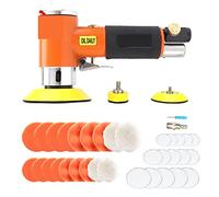 Lucidatrice, Lucidatrice pneumatica Rettificatrice da 2 pollici 3 pollici Mini Levigatrice orbitale ad aria Utensili pneumatici Buffer Lucidatrice orbitale a doppia azione for auto(Orange set 48pcs)