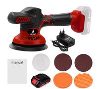 Lucidatrice per auto a batteria, 21 V, lucidatrice eccentrica, 6 livelli, regolabile, per lucidare e cerare, set per la cura dell'auto, lucidatura, ceratura, rimozione dei graffi