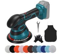 Lucidatrice per auto a batteria compatibile con Makita 18V, 2500-5000 giri/min, 6 velocità variabili e kit di lucidatura, per auto, lucidatura, ceratura, rimozione dei graffi (batterie non incluse)