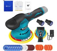 Lucidatrice per auto senza fili da 6" (levigatrice/lucidatrice) - 2 batterie agli ioni di litio (2 pezzi 12 V 2,0 Ah), 2800 - 5500 giri/min, 8 livelli di velocità variabile, piastra di base da 125 mm