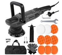 Lucidatrice Rotorbitale Auto, 1500W 15mm Lucidatrice Eccentrica Per Auto Lucidatura E Cera Con 6 Velocità Variabili Da 600-3600rpm, Kit Lucidatura Auto Elettrica Con 2 Impugnatura, 150mm Piastra