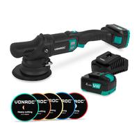 Lucidatrice Rotorbitale PRO 20V - Ø150mm | Incluse 2 Batterie 4.0Ah, Caricabatterie Rapido e 5 Tamponi per Lucidatura