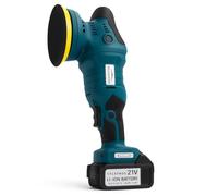 Lucidatrice Rotorbitale Senza Fili 21V - Dual Action, kit con 2 tamponi in spugna, impugnatura antiscivolo, batteria Li-ion, per lucidatura auto/moto/barca, cambio rapido velcro