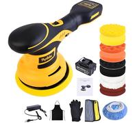 Lucidatrice senza fili, batteria per auto, con 1 pezzo, 20 V, 4000 mAh, 6 velocità variabile, 2500 - 5000 giri/min, set di lucidatura da 20 pezzi per la cura dei dettagli dell'auto e la rimozione dei